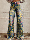 Pantalons larges à fleurs - bas en denim élégants pour femmes