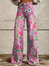 Pantalons larges à fleurs - bas en denim élégants pour femmes