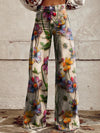 Pantalons larges à fleurs - bas en denim élégants pour femmes