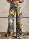 Pantalons larges à fleurs - bas en denim élégants pour femmes