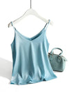 Débardeur satin élégant à décolleté en v - blouse luxueuse à enfiler pour un style décontracté ou une soirée