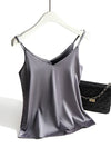 Débardeur satin élégant à décolleté en v - blouse luxueuse à enfiler pour un style décontracté ou une soirée