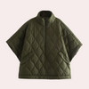 Veste poncho matelassée - un incontournable vert tendance pour femmes