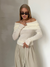 Pull en maille off-shoulder pour femmes - haut chic à manches longues pour le quotidien ou les soirées
