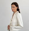 Chemisier satiné à manches longues avec lien - blouse blanche élégante pour femmes