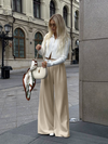 Pantalons larges taille haute pour femmes - élégance sophistiquée pour le bureau