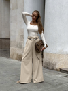 Pantalons larges taille haute pour femmes - élégance sophistiquée pour le bureau