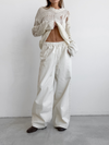 Pantalons larges taille haute en coton doux - décontractés et chics