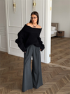 Pantalons larges taille haute pour femmes - élégance sophistiquée pour le bureau