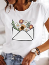 T-shirt décontracté féminin avec design cœur en tissu doux - haut stylé pour toutes les occasions