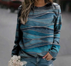 Jumper texturé bleu et beige pour femmes - haut décontracté pour vos sorties