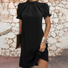 Robe noire à manches bouffantes - tenue de soirée sophistiquée pour femmes