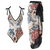 Ensemble de maillot de bain fleuri 2 pièces - design élégant avec un paréo assorti