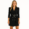 Robe blaser pour femmes - mélange coton et polyester à double boutonnage pour le bureau et les sorties décontractées