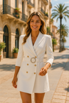 Robe blaser pour femmes - mélange coton et polyester à double boutonnage pour le bureau et les sorties décontractées
