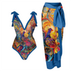Ensemble de maillot de bain fleuri 2 pièces - design élégant avec un paréo assorti