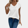 T-shirt blanc col en v - haut décontracté pour femmes