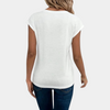 T-shirt blanc col en v - haut décontracté pour femmes