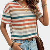 T-shirt rayé pour femmes - top léger à coupe décontractée pour un style quotidien