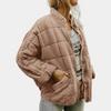 Veste matelassée légère pour femmes - manteau zippé polyvalent en vert armée pour un look décontracté