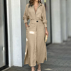 Robe chemise maxi chic pour femme - manches longues, tissu léger, pour les sorties décontractées