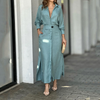 Robe chemise maxi chic pour femme - manches longues, tissu léger, pour les sorties décontractées