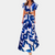 Robe maxi d'été décontractée pour femmes - imprimé floral bleu avec manches froncées