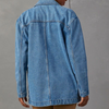 Blazer en denim oversize bleu - veste décontractée pour femmes avec poches