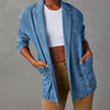 Blazer en denim oversize bleu - veste décontractée pour femmes avec poches