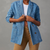 Blazer en denim oversize bleu - veste décontractée pour femmes avec poches