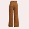 Pantalon femme à jambes larges taille haute marron - style décontracté pour l'automne