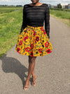 Jupon à motif floral - jupe féminine jaune et rouge