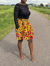 Jupon à motif floral - jupe féminine jaune et rouge