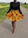 Jupon à motif floral - jupe féminine jaune et rouge