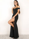 Robe de soirée élégante noire - robe décolletée avec fente sur le côté