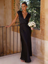 Glamoureuse robe en satin - robe de soirée à décolleté en v pour les occasions spéciales