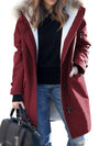 Manteau parka femme - veste d'hiver mi-longue avec capuche et bordure en fausse fourrure