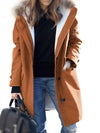 Manteau parka femme - veste d'hiver mi-longue avec capuche et bordure en fausse fourrure