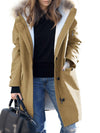 Manteau parka femme - veste d'hiver mi-longue avec capuche et bordure en fausse fourrure