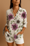 Blouse fluide à manches longues pour femmes - chemisier en coton léger pour des journées décontractées en été