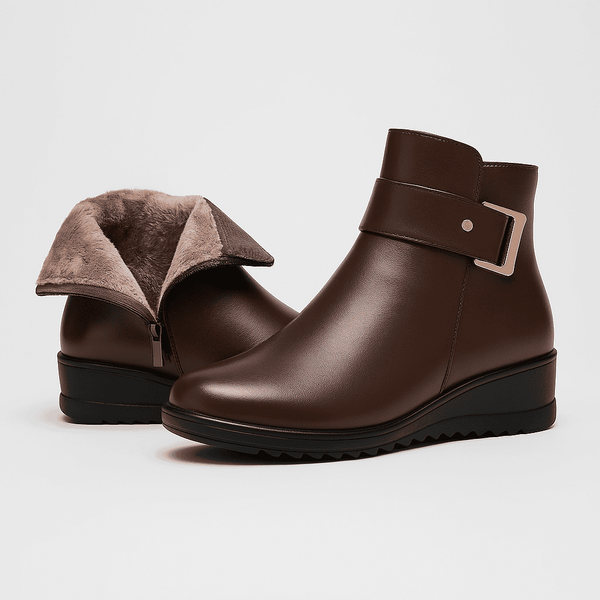 Bottines femmes en similicuir (PU) chic avec sangle à boucle - chaussures décontractées élégantes pour un port quotidien