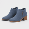 Bottines en daim pour femme avec double fermeture éclair - élégantes bottines à talon bas pour toutes les occasions
