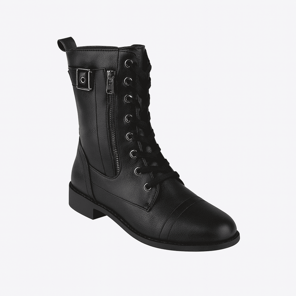 Bottines vintage à lacets pour femmes - chaussures en similicuir (PU) chic pour la marche