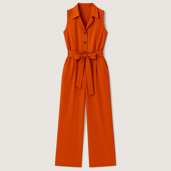 Combinaison pour femme élégante à jambes larges - tenue décontractée en orange