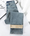 Jeans larges décontractés pour femme - denim vintage bleu clair, mode casual