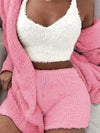 Ensemble de détente pour femmes en 2 pièces – haut en polaire douce et shorts pour la relaxation