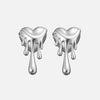 Boucles d'oreilles en or et argent en forme de cœur gouttant - accessoires contemporains et hypoallergéniques pour femmes