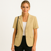 Blazer féminin à manches courtes en mélange de coton - tenue professionnelle élégante
