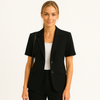 Blazer féminin à manches courtes en mélange de coton - tenue professionnelle élégante