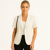 Blazer féminin à manches courtes en mélange de coton - tenue professionnelle élégante